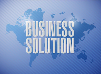 Business Solution world map sign concept