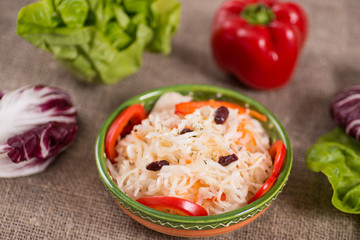 Sour cabbage with cranberries