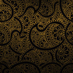 Hand drawn seamless Paisley pattern. Doodle style