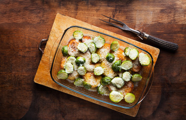 brussels sprouts  with potatoes and cheese