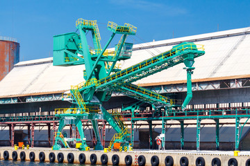 Gdansk. Bulk cargo terminal in the seaport.