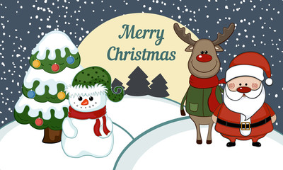  illustration of snowman with santa claus.