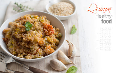 Cooked Quinoa with vegetables and shrimps