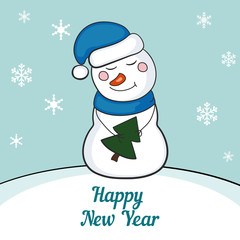 Christmas card with snowman.