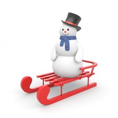 Snowman on sled