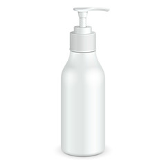 Gel, Foam Or Liquid Soap Dispenser Pump Plastic Bottle White. Ready For Your Design. Product Packing 