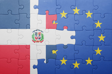 puzzle with the national flag of dominican republic and european union © luzitanija