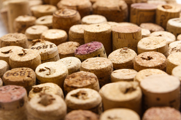 Closeup of used wine corks