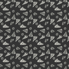 Naklejka premium Pattern Pepperoni pizza monochrome