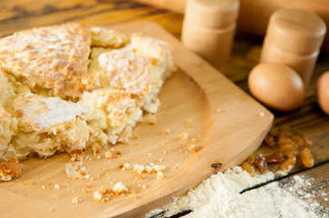 delicious home made cake on the wooden table