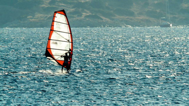 Wind surfing,surfers competing for fun in the open sea.