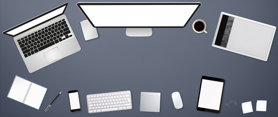 Workplace with tech device
