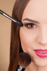 Obraz premium Cute female model is receiving skin treatment