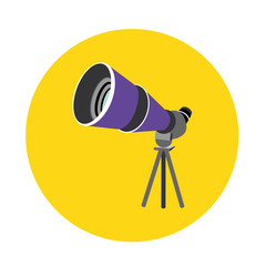Birdwatching travel scope icon isolated on yellow background.