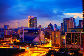 Fototapeta na wymiar evening cityscape of Kuala Lumpur, Malaysia