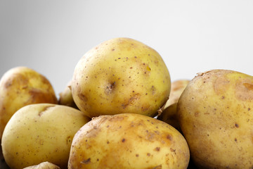 Young potatoes close up