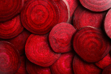 Slices of young beets close up
