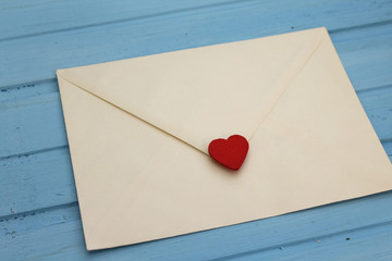 White love letter on blue background