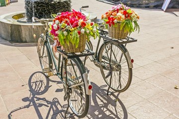Flower basket on vintage bicycle