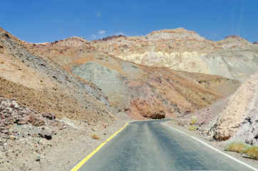 Isolated Road among the rocks in Death Valley, California