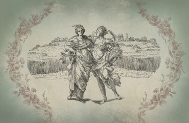 Obraz premium Old village art illustration