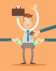 Office worker get robbery. Vector flat illustration