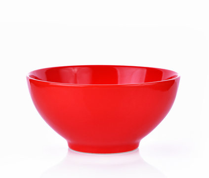 Bowl empty red on white background