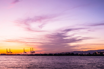 Obraz premium Osaka bay area night view,osaka(prefectures)tourism of Japan「大阪・ベイエリアの夜景」