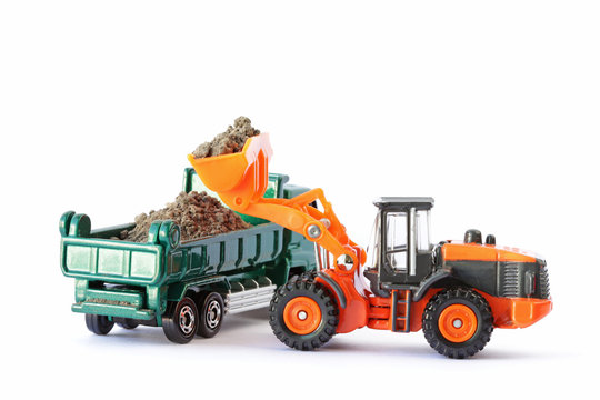 Wheel Loader Loading Soil on Dump Truck