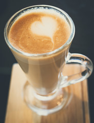 heart on latte coffee