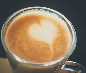 heart on latte coffee