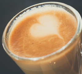 heart on latte coffee