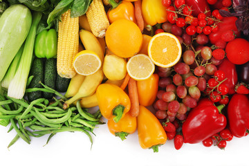 Fototapeta na wymiar Fresh fruits and vegetables closeup