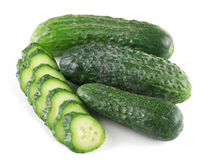 Sliced cucumbers isolated on white