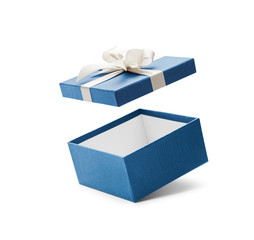 Blue Open Gift Box With White Bow