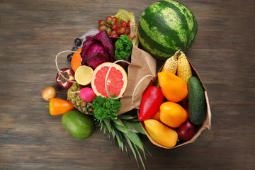 Fruits and vegetables on table