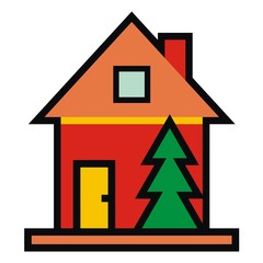 house and tree, color icon
