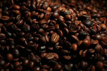 Background of roasted aromatic coffee beans