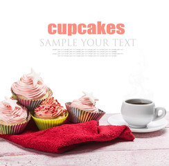 Christmas cupcakes and hot coffee