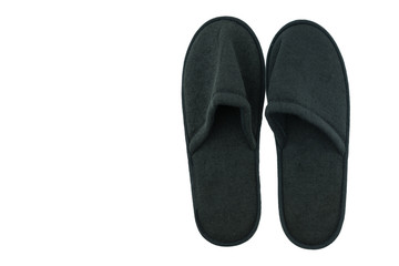 pair of black  indoor slippers isolate background