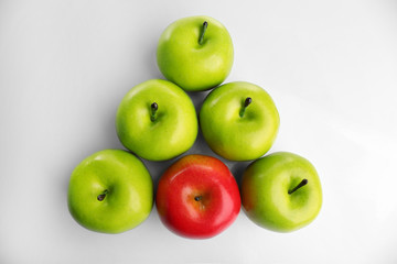 A bunch of apples, unique and individuality concept, top view