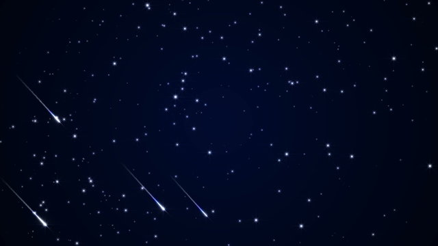Meteor shower and starry sky