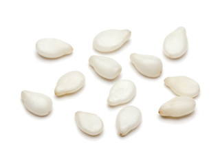 Fototapeta na wymiar Macro closeup of Organic Sesame white (Sesamum indicum) isolated on white background.