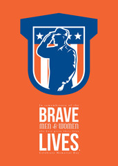  Memorial Day Greeting Card Miilitary Serviceman Salute Shield