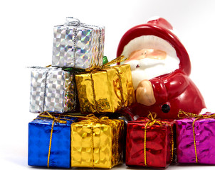 Decoration santa claus with gift box