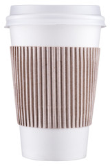 White plastic cup with cap. File contains clipping paths.