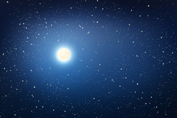 Obraz na płótnie Canvas Starry sky with the moon.