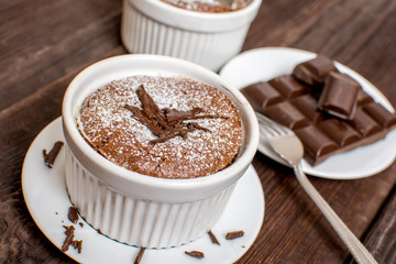 Traditional chocolate souffle