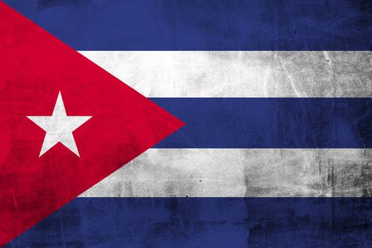Flag of Cuba on grunge concrete wall