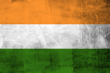 Grunge Flag of India on concrete wall